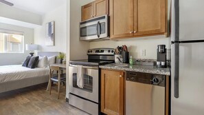 Fridge, dining tables