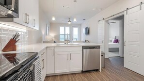 Fridge, dining tables