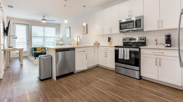 Fridge, dining tables