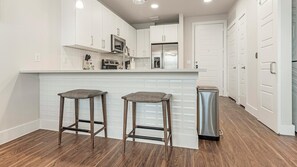 Fridge, dining tables