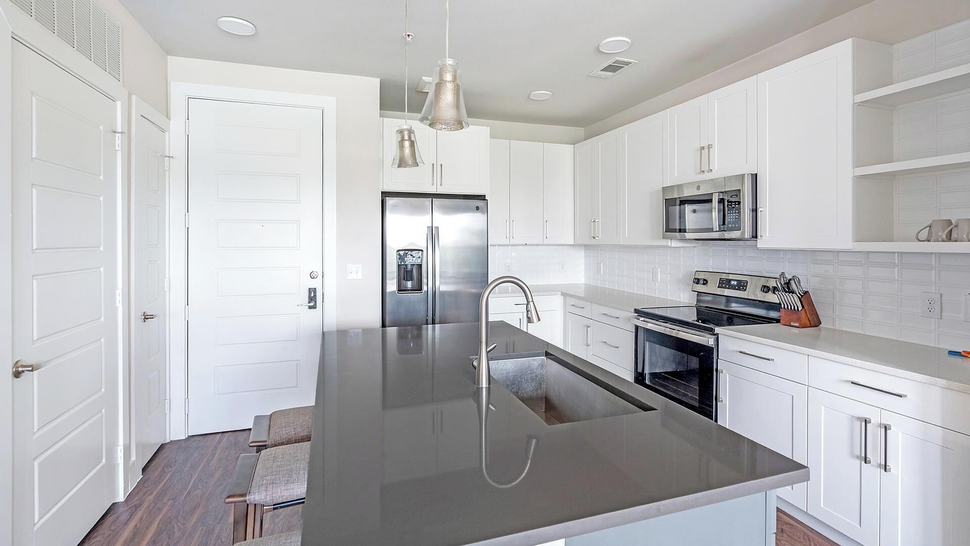 Fridge, dining tables