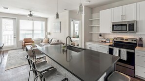 Fridge, dining tables