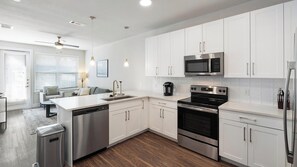 Fridge, dining tables