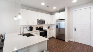 Fridge, dining tables