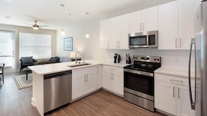 Fridge, dining tables