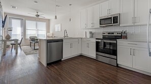 Fridge, dining tables