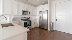 Fridge, dining tables