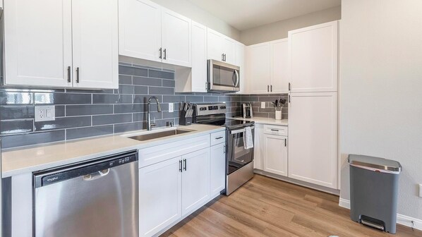 Fridge, dining tables