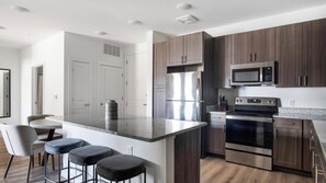Fridge, dining tables