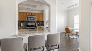 Fridge, dining tables