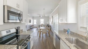 Fridge, dining tables
