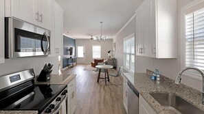 Fridge, dining tables