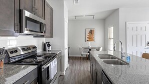 Fridge, dining tables