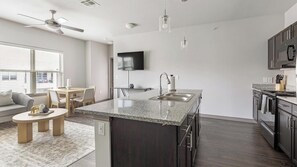 Fridge, dining tables - Landing | Stunning 2BD, Clubhouse, Gym (Fort Worth)