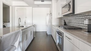 Fridge, dining tables