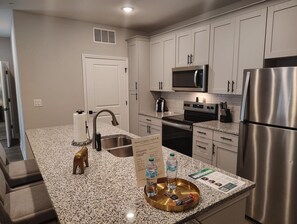 Fridge, dining tables