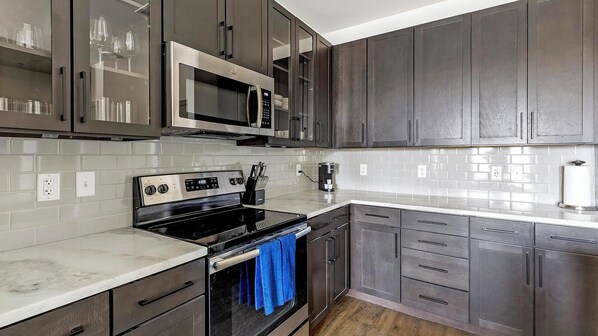 Fridge, dining tables
