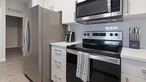 Fridge, dining tables