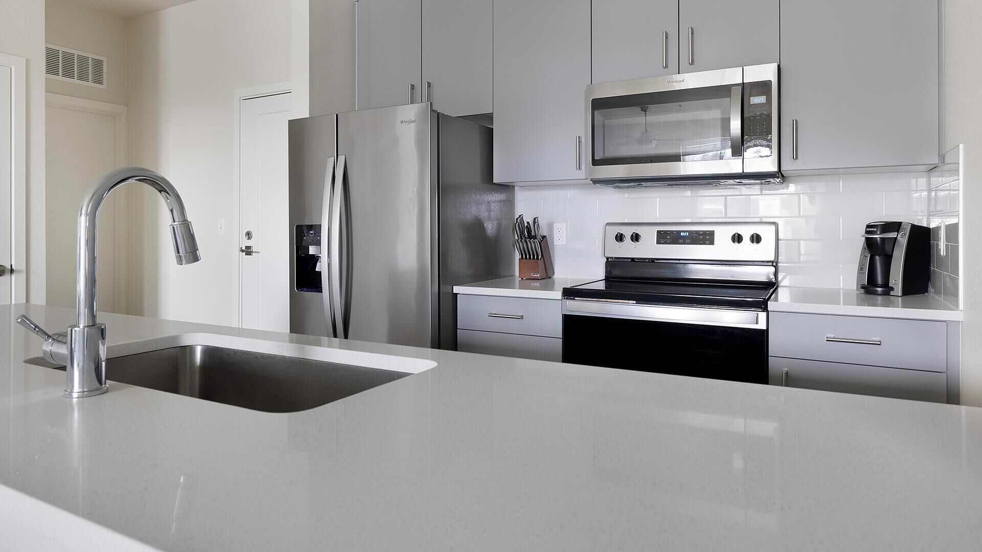 Fridge, dining tables