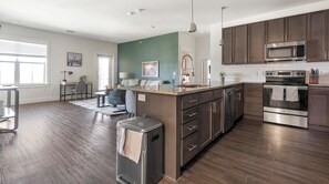 Fridge, dining tables