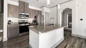 Fridge, dining tables