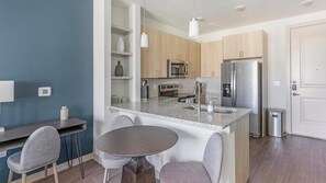 Fridge, dining tables