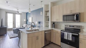 Fridge, dining tables