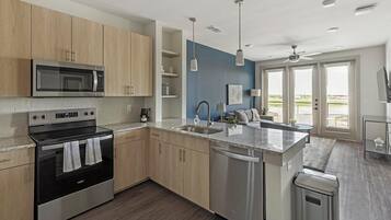 Fridge, dining tables