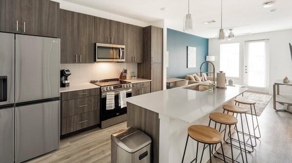 Fridge, dining tables