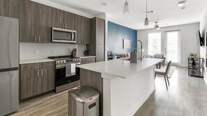 Fridge, dining tables