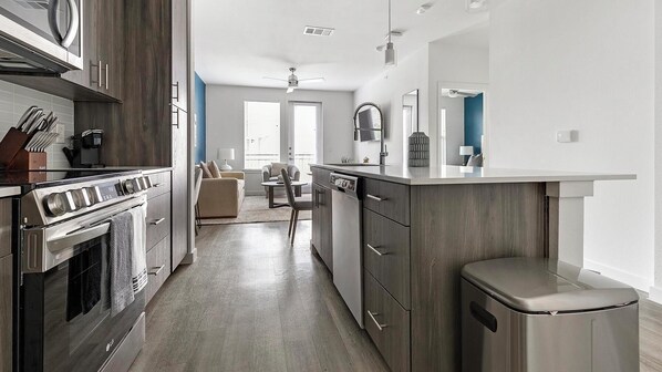 Fridge, dining tables