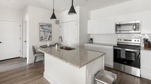 Fridge, dining tables