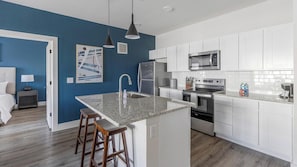 Fridge, dining tables