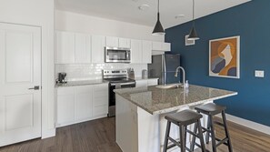 Fridge, dining tables