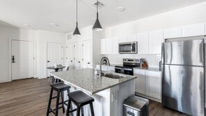 Fridge, dining tables