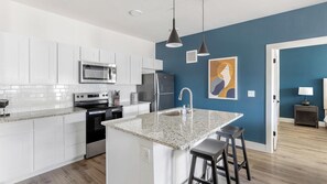 Fridge, dining tables