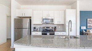 Fridge, dining tables