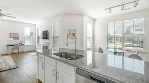 Fridge, dining tables
