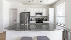 Fridge, dining tables