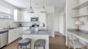 Fridge, dining tables