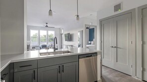 Fridge, dining tables