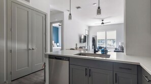 Fridge, dining tables