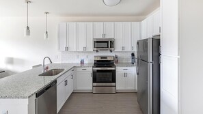 Fridge, dining tables