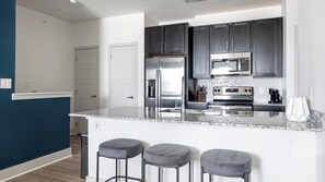 Fridge, dining tables