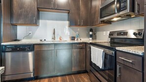 Fridge, dining tables