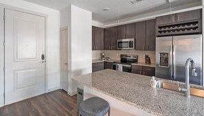 Fridge, dining tables