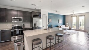 Fridge, dining tables