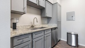 Fridge, dining tables