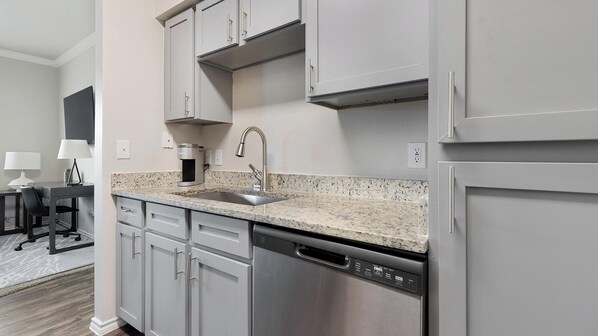 Fridge, dining tables