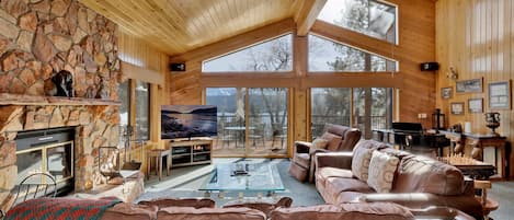 Cabin, Multiple Beds, Pool Access (VC714) | Living area | Fireplace